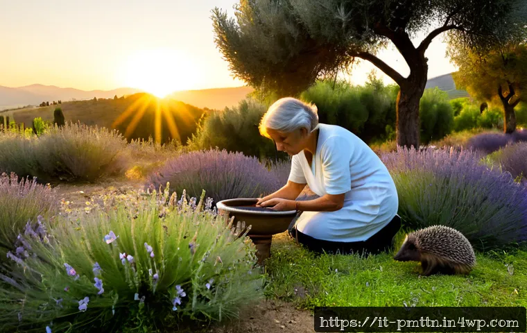 Home 14 다종 공존 윤리 모델과 영성의 관계 - Photorealistic sunrise scene in a peaceful Tuscan olive grove, an older Italian woman and a young ch...
